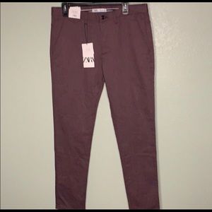 ZARA MENS PANTS 32 x 30 SLIM FIT PLUM